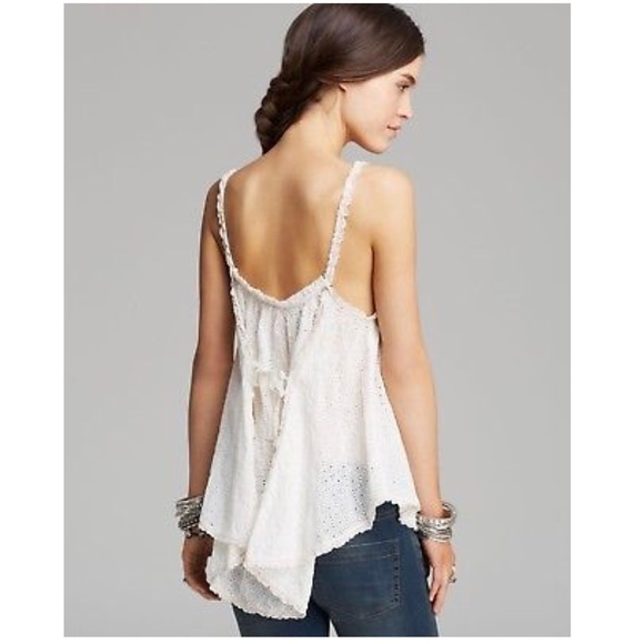 FREE PEOPLE LACE TAUPE TANK w/PINK STITCHING. - Picture 2 of 8